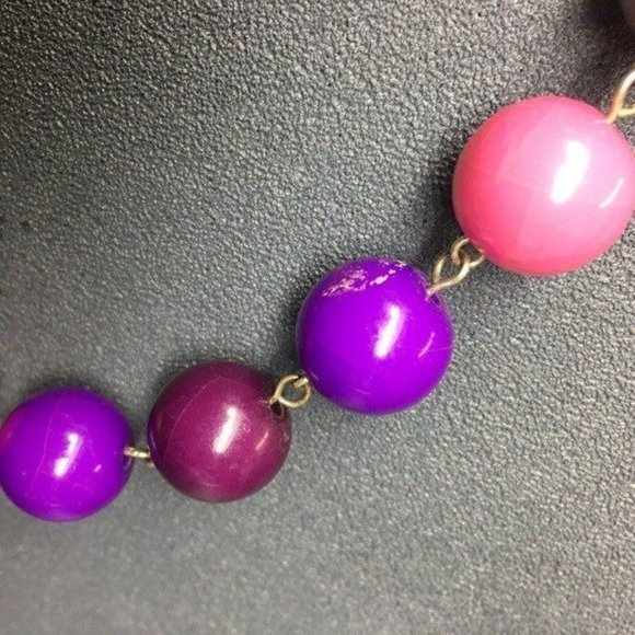 Star Beaded Necklace As Is Pink Pearl Purple Enamel Beige Silver Chain Barbie - Picture 5 of 10